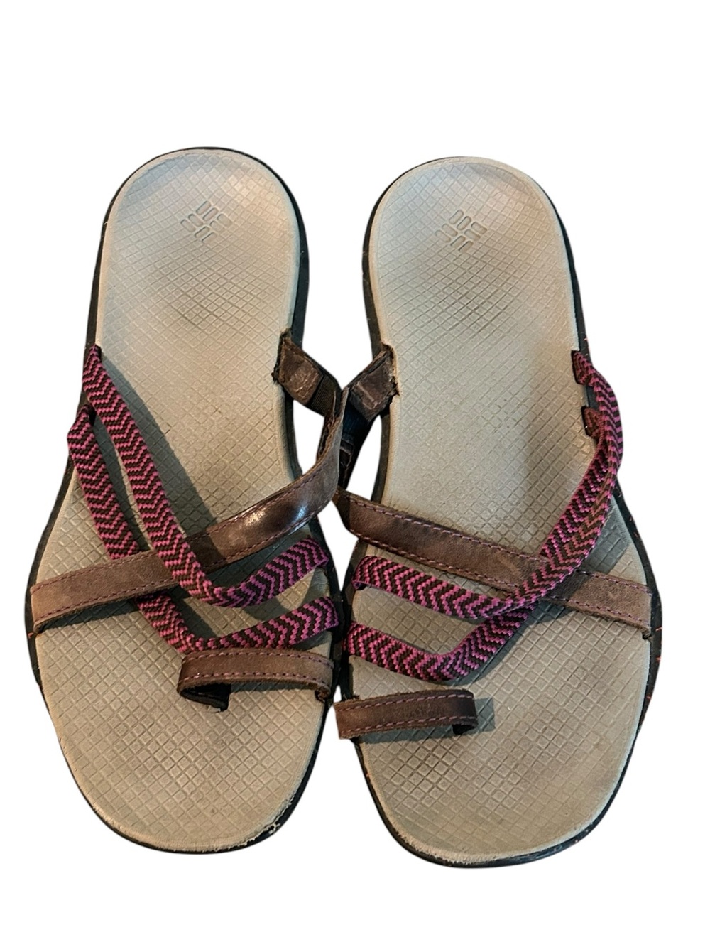 Columbia Women's Brown Sandals with Pink Accent Straps size 9